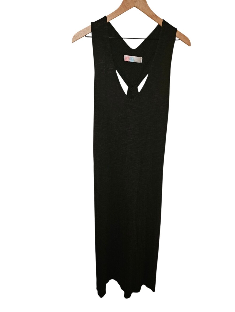 FREE PEOPLE BEACH Black Linen Blend Twist Back High Side Slits Maxi - Medium